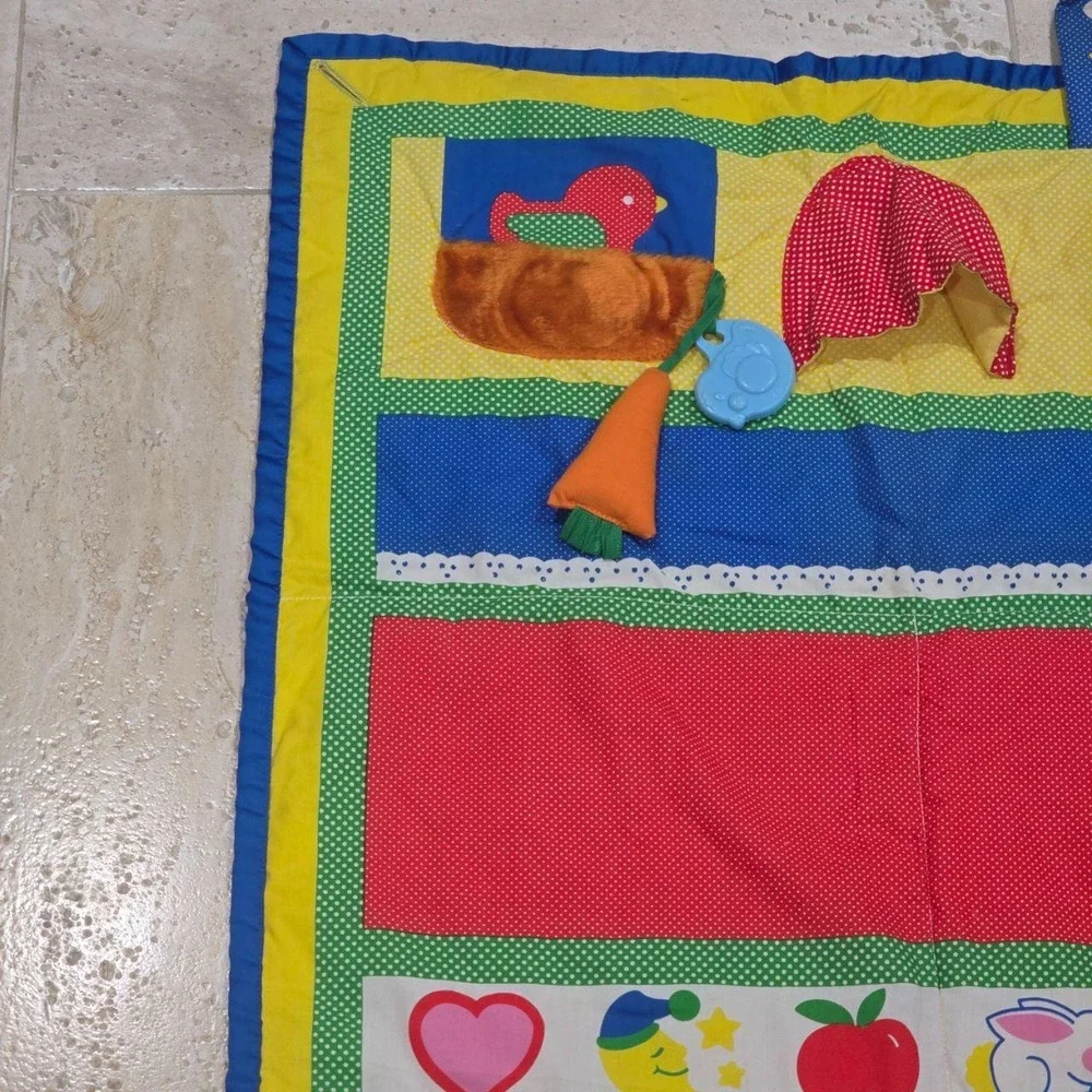 Vintage 80s Playschool baby fold and go Play Mat Sensory Activity Quilt 29.5
